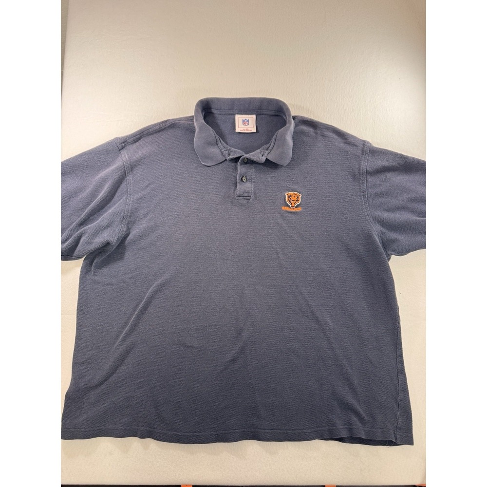 VF Imagewear NFL Chicago Bears Mens Polo 3XL Blue Textured Embroidered Football